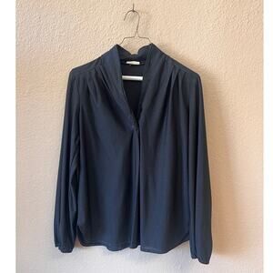 Vintage 70's black sparkly retro flowy top size M